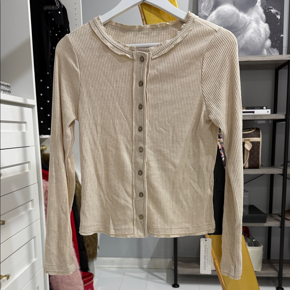Women's Beige Button-Up Top